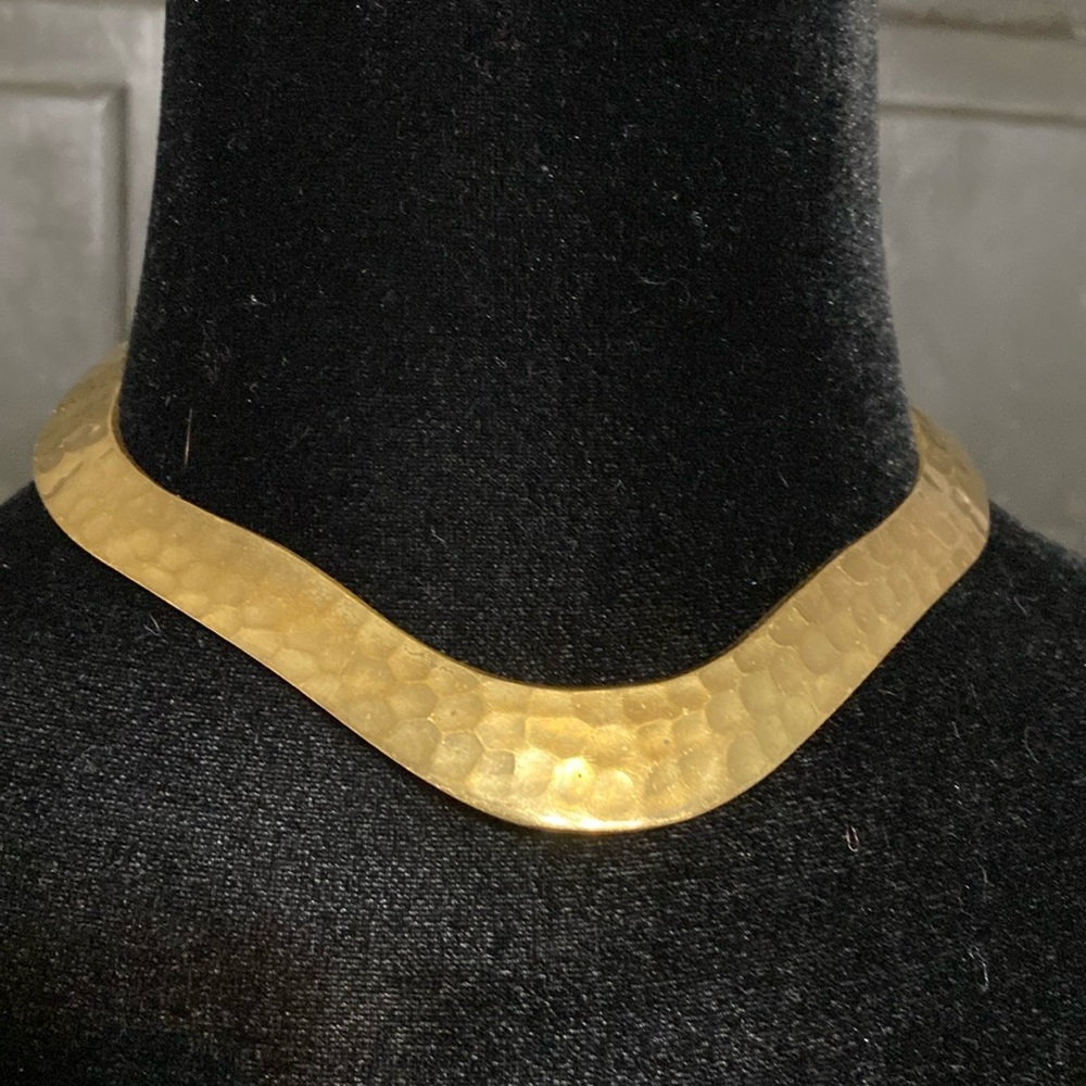 Vintage 80’s Thin Brass slip on textured choker